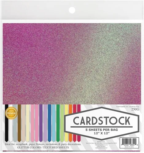Miniatura 5 de Irdecent Glitter - Cartulina para manualidades, 13 opciones de color, 8.82 oz. 12 x 12 pulgadas, 5 hojas premium (canario)