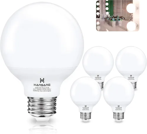 Miniatura 11 de Bombilla LED G25 de 5 W (equivalente incandescente de 60 W) 2700 K blanco suave, bombillas decorativas, base E26, 500 lúmenes, perfecta para espejo