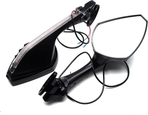 Miniatura 2 de MZS Espejos de motocicleta, LED Racing Espejo retrovisor de señal de giro dual ajustable compatible con Hayabusa ZX4R ZX6R ZX14R ZX10R ZX12R CBR500R