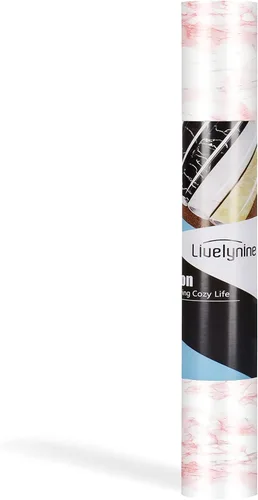 Miniatura 7 de Livelynine - Papel adhesivo impermeable de mármol rosa para encimeras, papel de contacto de mármol para pegar y quitar, papel pintado adhesivo