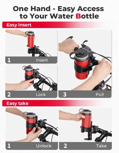 Miniatura 6 de KEMIMOTO Portavasos para bicicleta, soporte para botella de agua de hasta 28 onzas de capacidad para manillar de bicicleta, soporte para bebidas