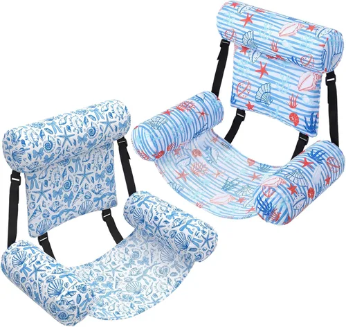 Miniatura 8 de Threehoney Paquete de 2 flotadores grandes para sillas de piscina para adultos, silla inflable de verano, silla flotante de agua, hamaca flotante