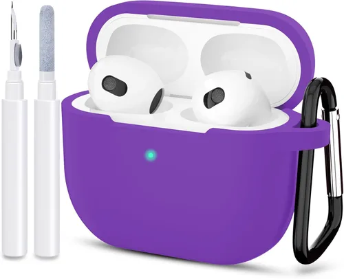 Miniatura 33 de Compatible con AirPods 3, funda protectora de silicona para AirPods de tercera generación 2021, carga inalámbrica, azul oscuro