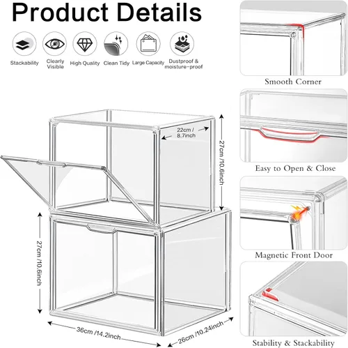 Miniatura 2 de DILIBRA Paquete de 4 organizadores de almacenamiento de bolsas de plástico transparente para armario, caja de exhibición de acrílico para bolso