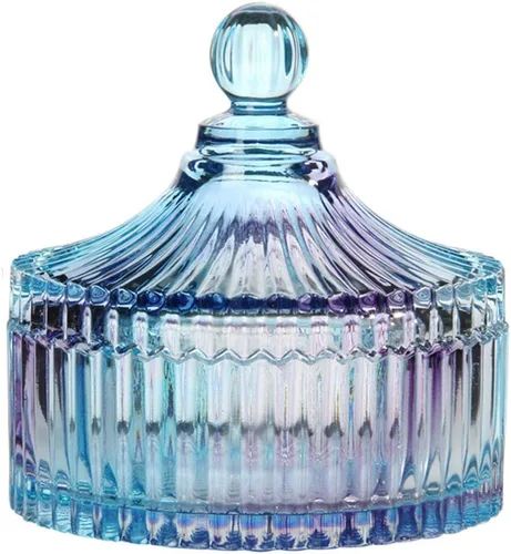 CHOOLD - Frasco para dulces con forma de tienda de campaña de cristal transparente de lujo con tapa, frasco de vidrio transparente de estilo Morado