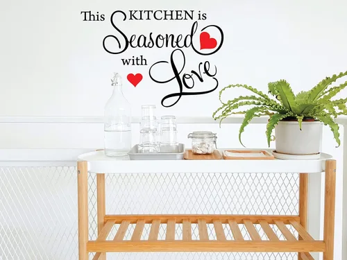 Miniatura 2 de Calcomanía de pared con cita This Kitchen is SEASONED WITH LOVE