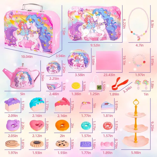 Miniatura 3 de Hohosunlar Juego de fiesta de té de unicornio para niñas pequeñas, juego de té de princesa para niñas, juego de té de princesa, juego de taza de té