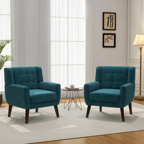Miniatura 12 de Silla decorativa, sillas de tela moderna de mediados de siglo con brazos para sala de estar, cómodo sillón tapizado para dormitorio, sala de espera