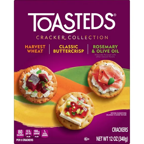 Miniatura 8 de Toasteds Crackers, Cracker Collection, aperitivos para el almuerzo, paquete variado, caja de 12 onzas (1 caja) (paquete de 2)