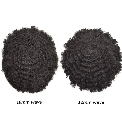 Miniatura 7 de Unidad de cabello de tejido afro para hombres negros, sistema de reemplazo de cabello humano brasileño para hombres africanos estadounidenses encaje