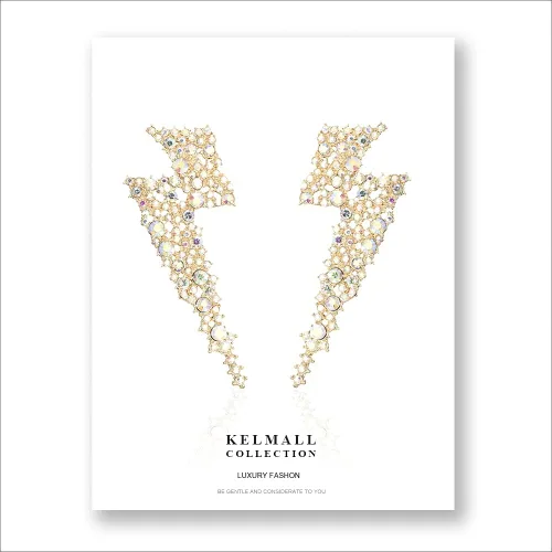 Miniatura 5 de Aretes colgantes con forma de rayo de cristal, para mujer, colección KELMALL