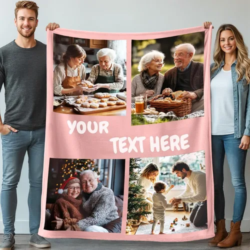 Miniatura 18 de Mantas personalizadas con 1 foto y texto impreso en Estados Unidos Manta personalizada con imagen de 30 x 40 pulgadas Mantas personalizadas