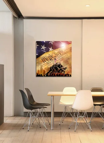 Miniatura 4 de Decoración de pared de bandera, arte de pared de bandera estadounidense, impresión en lienzo Lwo Jima de los marines de los Estados Unidos, arte