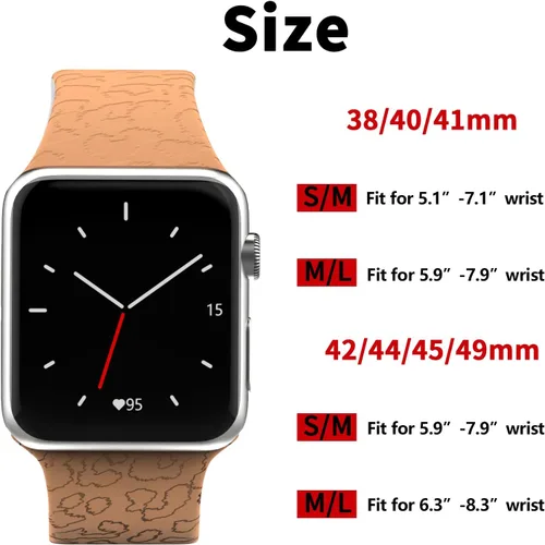 Miniatura 4 de Correas de silicona con estampado animal compatible con Apple Watch de 1.496 in 1.575 in 1.614 in 1.654 in 1.732 in 1.772 in 1.929 in para iWatch