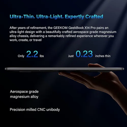 Miniatura 3 de GEEKOM GeekBook X14 Pro Laptop, 2.2lbs Ultra Thin 14" 2.8K OLED Laptop Computer, Ultra 5 125H, 32GB LPDDR5x 7500MHz RAM 1TB SSD, Up to 16 Hour, 2X