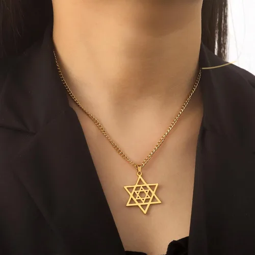 Miniatura 20 de EUEAVAN Collar con dije de estrella de David contra el mal de ojo de seis puntas con dije de estrella de David, hexagrama demoníaco religioso