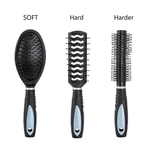 Miniatura 3 de Juego de 5 cepillos y peine para el cabello, cepillo desenredante con cerdas suaves IntelliFlex para mujeres y hombres (azul)