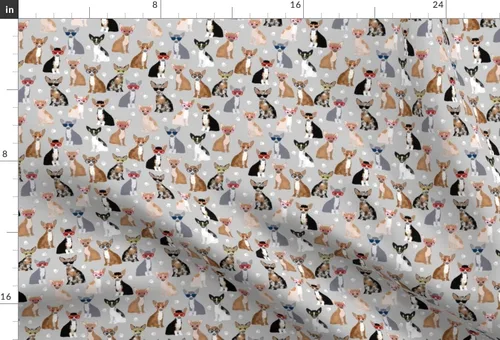 Miniatura 3 de Spoonflower Tela – Gafas de perro chihuahua gris chihuahuas cachorro hipster amigable mascota impresa en tela de gasa cuarto gordo – costura moda