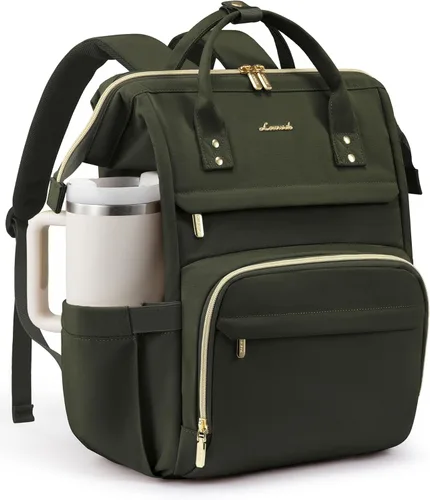Miniatura 17 de LOVEVOOK Mochila para laptop para mujer con bolsillo gigante para vasos, mochila de viaje impermeable de 15.6 pulgadas, bolsa de computadora