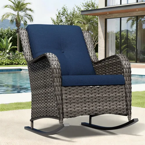 Miniatura 158 de Joyside Juego de sillas de mimbre para patio, juego de 3 piezas de mimbre para exteriores con 2 sillas reposabrazos y 1 mesa auxiliar para terraza