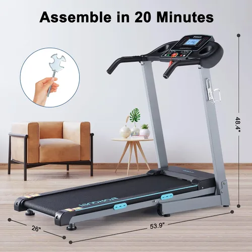 Miniatura 2 de BORGUSI Treadmill with 12% Auto Incline - 300 LBS Capacity Running Machine with 17.5 Wide Belt, 3HP Folding Electric Treadmills with Bluetooth Negro