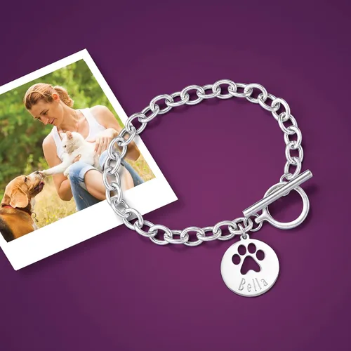 Miniatura 7 de Ross-Simons Sterling Silver Personalized Paw Print Cut-Out Charm Bracelet