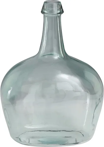 Deco 79 Jarrón de vidrio reciclado hecho a mano español, 11 x 8 x 15 pulgadas, transparente