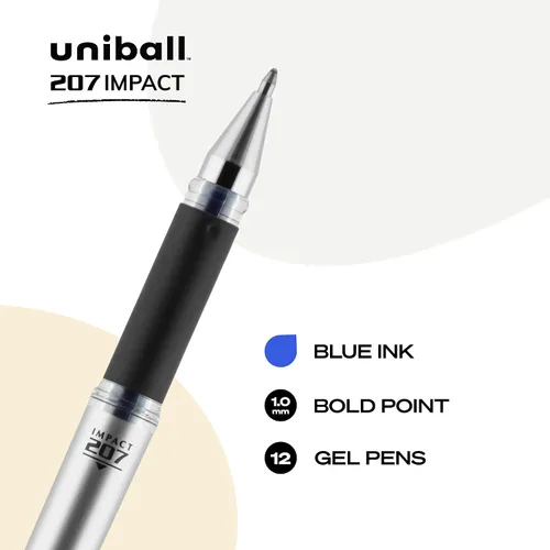 Miniatura 2 de Uniball 207 bolígrafos de gel de impacto, paquete de 12 bolígrafos de punta gruesa de 0.039 pulgadas, suministros escolares y de oficina