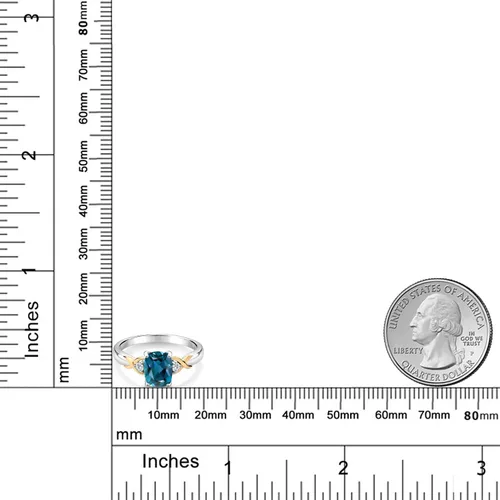 Miniatura 37 de Gem Stone King Anillo de compromiso de 3 piedras preciosas de plata 925 y oro amarillo de 10 quilates de 0.315 x 0.236 in de talla cojín y diamante