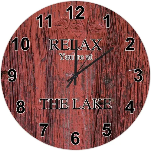 Miniatura 43 de UFunhome Reloj de pared de granja Lake Relax You're at The Lake Silent Non-Ticking Vintage Country reloj de grano de madera a pilas para el hogar