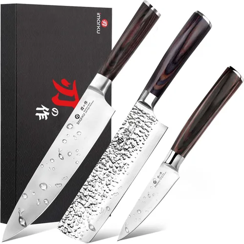 Miniatura 9 de imarku Cuchillo de chef profesional japonés de 8 pulgadas, cuchillo de pelar de acero inoxidable de alto carbono, mango ergonómico, afilado, borde