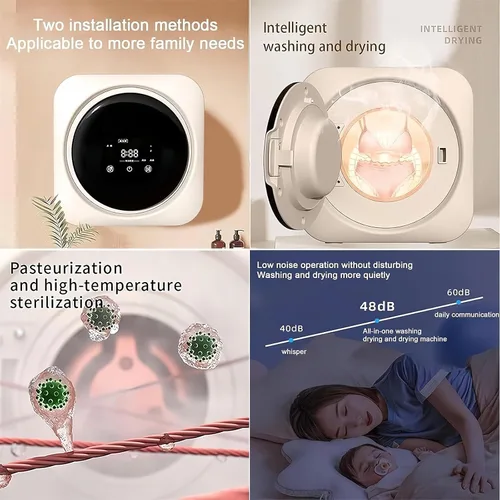 Miniatura 6 de Mini lavadora y secadora portátil 2 en 1, mini lavadora con panel de control LCD, tambor de acero inoxidable, para artículos pequeños de ropa, ropa