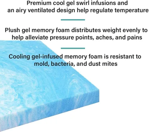 Miniatura 3 de Foamma Cojín de espuma viscoelástica con gel de enfriamiento de 1 x 36 x 72 pulgadas, protector de colchón de cama, reemplazo de asiento, acolchado