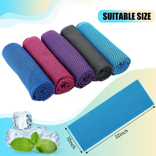 Miniatura 7 de BBTO Paquete de 50 toallas refrescantes a granel – Toalla de hielo transpirable de microfibra para cuello frío y cara – Yoga de verano, deportes