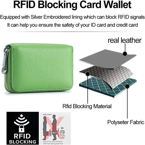 Miniatura 5 de EASTNIGHTS Cartera de cuero genuino para tarjetas de crédito RFID con cremallera