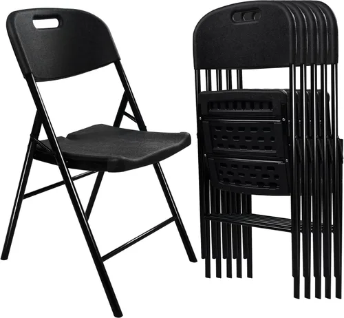 Miniatura 13 de Paquete de 10 sillas plegables, capacidad de peso de 600 libras, sillas plegables resistentes para interiores y exteriores, para restaurantes, Negro