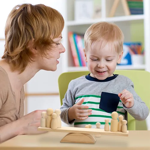 Miniatura 3 de Juguetes de madera para bebés, juguetes de conteo de equilibrio, juegos de matemáticas, muñecas de madera sin terminar, aprendizaje preescolar