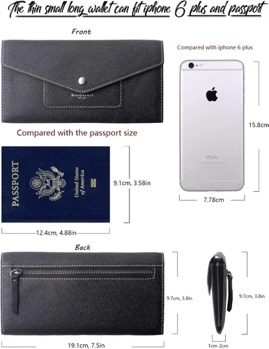 Miniatura 3 de Cartera de piel para mujer RFID con sobres ultrafinos