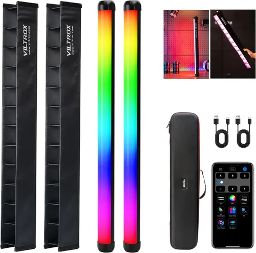 Miniatura 9 de VILTROX Varita de luz LED RGB K60, barra de luz LED RGB de mano de 360° para fotografía con control de aplicación, regulable de 2500K-8500K, CRI97+