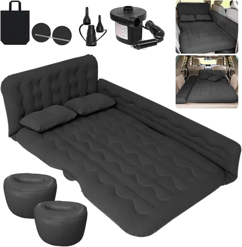 Miniatura 7 de Colchón de aire para cama de automóvil, SUV, colchón de aire para automóvil con bomba eléctrica, 2 almohadas inflables y 2 reposapiés para asiento