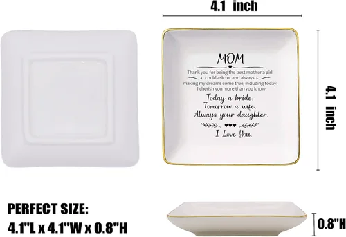 Miniatura 5 de Thank You For Being the Best Mom A Girl Could Ask For-Today - Regalos para novia-madre de la novia, soporte de cerámica para joyas, plato