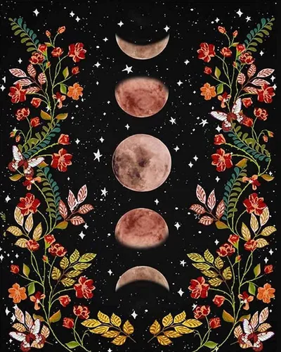 TUMOVO Pintura por Números para Adultos Jardín con Luz de Luna Pintura por Números para Adultos Fase Lunar Rodeada de Enredaderas y Flores Negro Kit