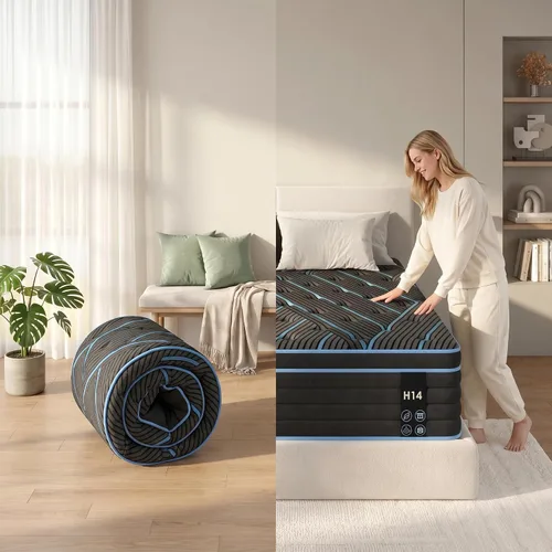 Miniatura 6 de Colchón híbrido tamaño Queen de 10 pulgadas, colchón de espuma viscoelástica firme media con resortes embolsados individualmente, aislamiento
