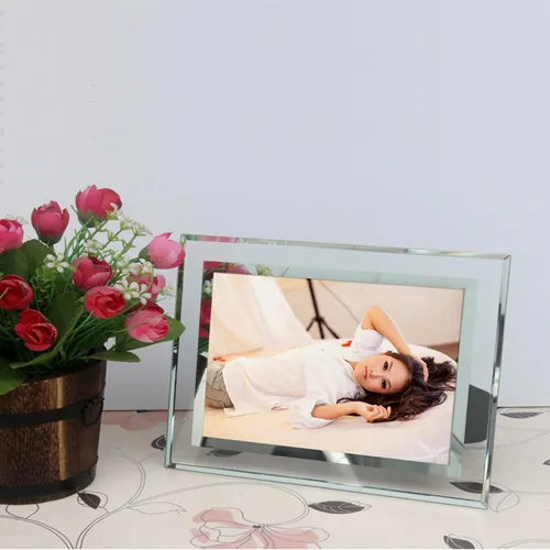 Miniatura 5 de ABAJI Marco de vidrio para fotos de alta transparencia, estilo vertical y horizontal para estante de escritorio y mesa de oficina, galería familiar
