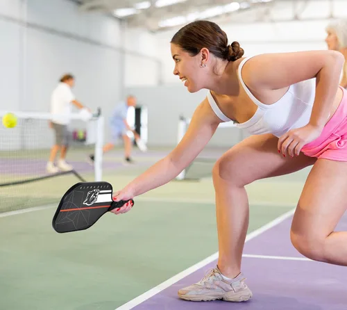 Miniatura 5 de Juego de 2 palas de pickleball de fibra de carbono con 2 paletas, funda de transporte, 4 bolas, juego de 2 paletas ligeras con 4 bolas, 1 bolsa