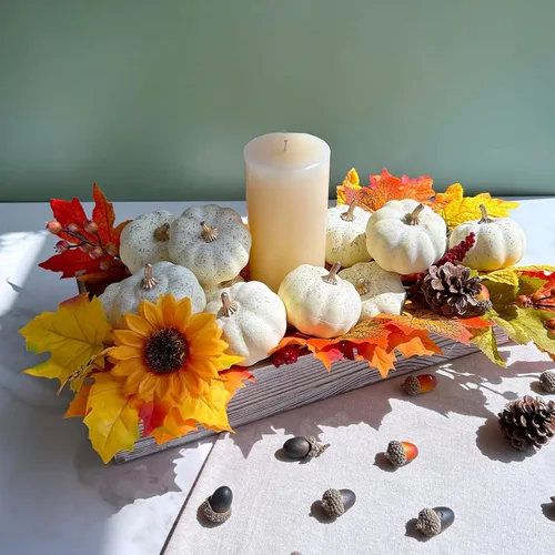 Miniatura 3 de Winlyn 12 calabazas artificiales pequeñas, calabazas decorativas de espuma, para cosecha de otoño, boda, baby shower, Acción de Gracias, Halloween