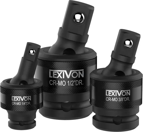 LEXIVON Juego de llaves giratorias universales de impacto premium | Diseño de resorte esférico de 3 piezas con accionamiento de junta en U de 1/2
