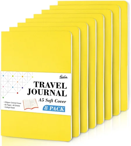 Miniatura 20 de Feela - Paquete de 8 cuadernos de tapa blanda en masa, cuadernos universitarios rayados para el trabajo, cuaderno de viaje rayado para mujeres y 8