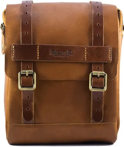 Miniatura 12 de Bolsa de tanque magnética de cuero genuino para motocicleta de Trip Machine Company con montaje en asiento trasero y cola, con correa para el hombro