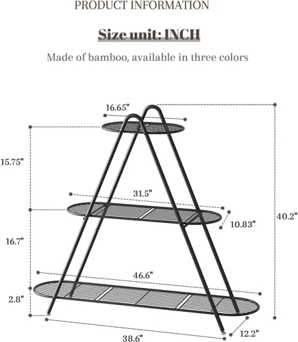 Miniatura 7 de STDDRE Soporte para plantas de interior, estante alto para plantas al aire libre, estante alto para plantas de 3 niveles, soporte de metal grande